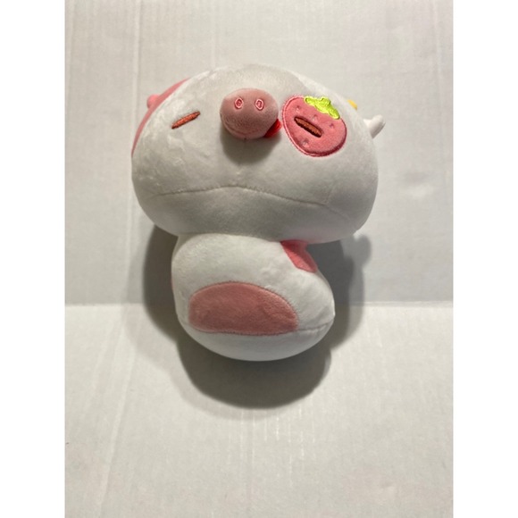 Mewaii Other - Mewaii Strawberry Cow Plush White Pink Kawaii Stuffed Animal Toy Pillow 8 Inch